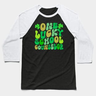 One Lucky School Counselor St patricks day Groovy Baseball T-Shirt